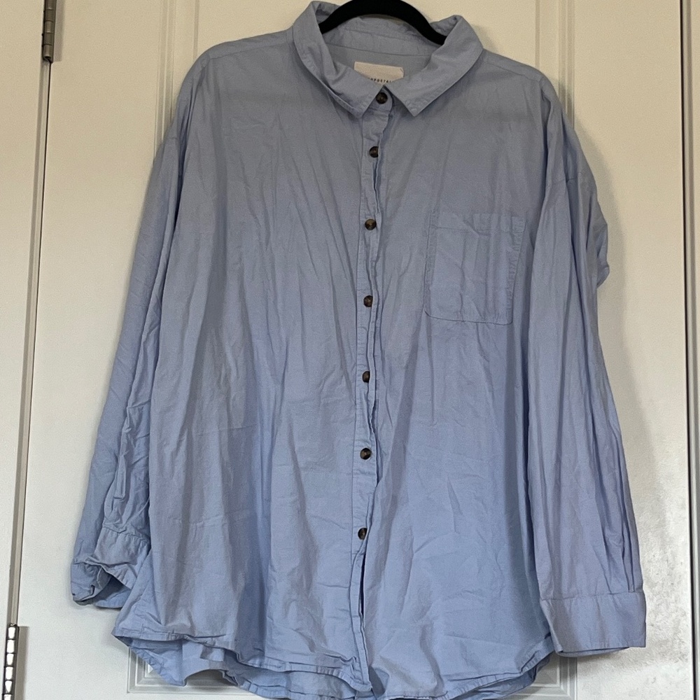 Aéropostale Blue Button Down Boyfriend Oversized Long Sleeve Size XL